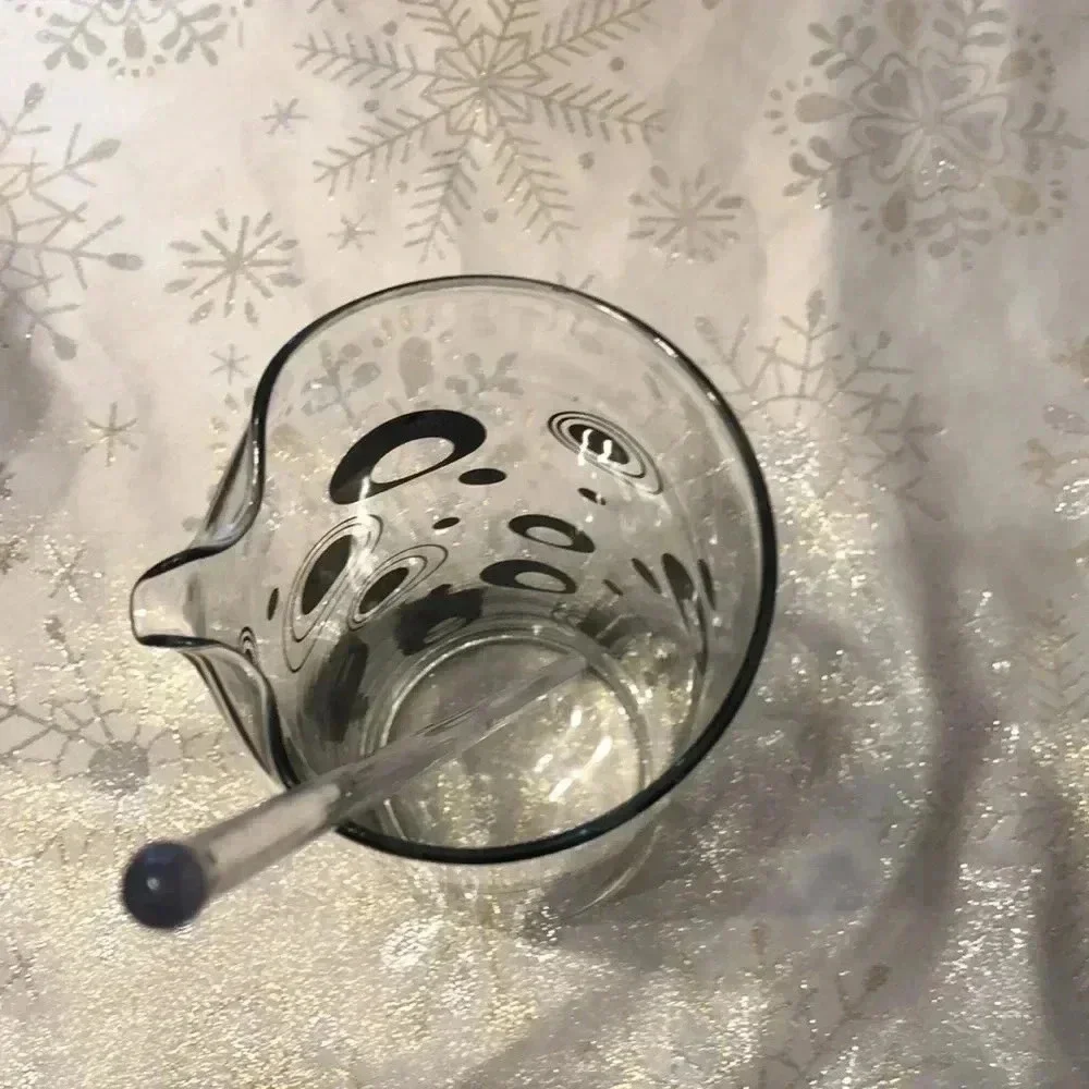 Vintage black circle martini pitcher. 9” tall
